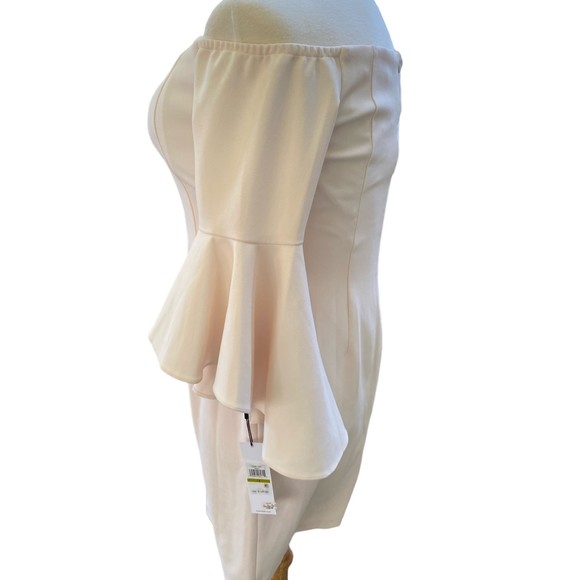 🛑SOLD🛑Calvin Klein Off the Shoulder Sheath Ruffled Sleeve Dress Women Size 14 - Picture 4 of 12